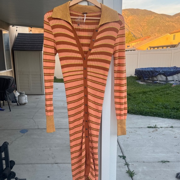 Free People Dresses & Skirts - Free People Striped Brown and Orange Dress